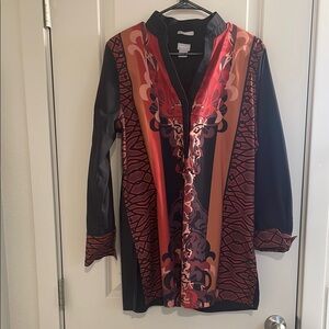 Chico's Black and Red Patchwork Jacket